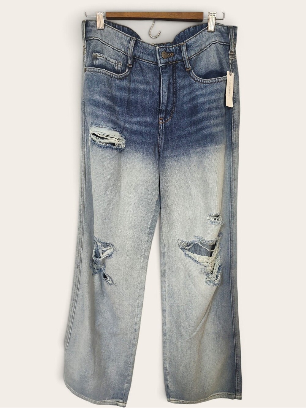 NWT Anthropologie Pilcro Distressed Wide-Leg Women’s Jeans - Light Blue Fade 28